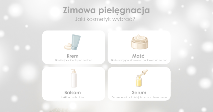 Jak dobrać idealny kosmetyk do zimowej pielęgnacji? Przewodnik po konsystencjach: krem, maść, balsam, serum.