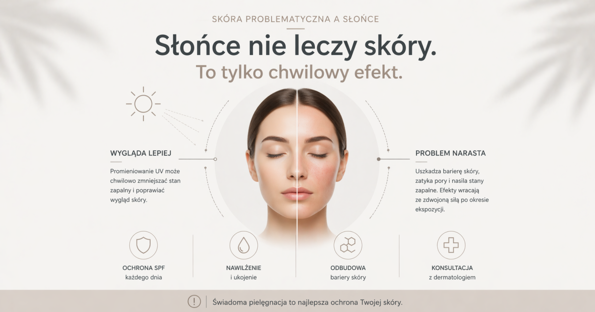 Skóra problematyczna a słońce – czy opalanie pomaga czy szkodzi? Obalamy Mit