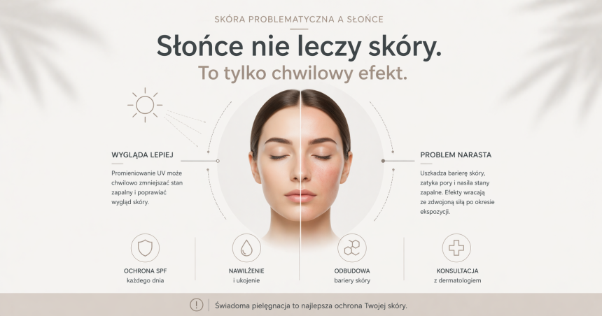 Skóra problematyczna a słońce – czy opalanie pomaga czy szkodzi? Obalamy Mit